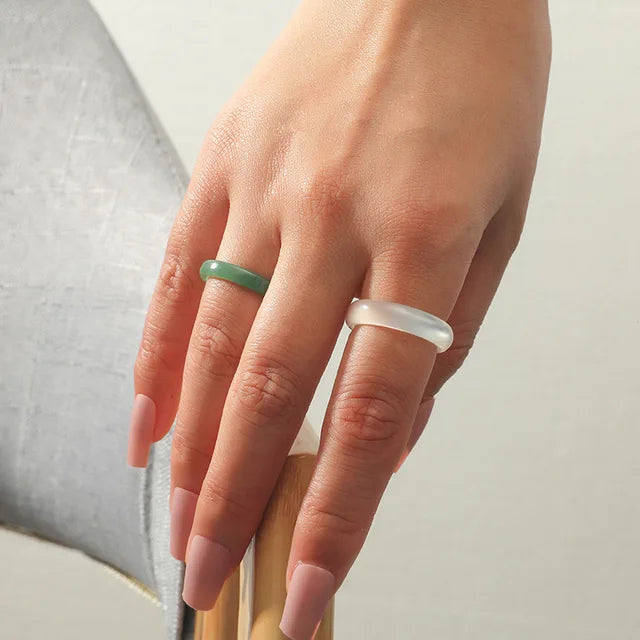 Acrylic Resin Women Ring Set White Green Korean Style Ring Set Vintage Birthday Gift Trendy Geometric Wedding Bands Rings