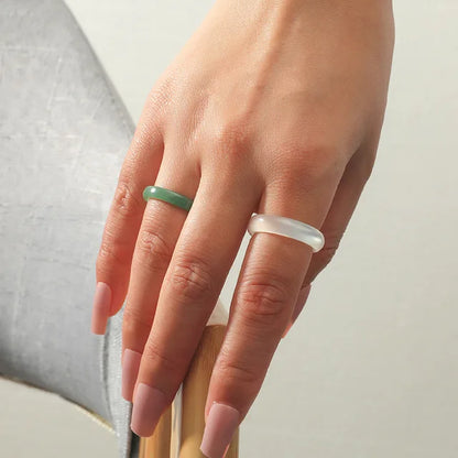 Acrylic Resin Women Ring Set White Green Korean Style Ring Set Vintage Birthday Gift Trendy Geometric Wedding Bands Rings