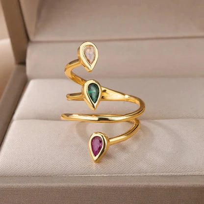Colorful Zircon Ring Versatile Simple Handmade Open End Ring for Women
